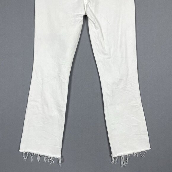 MOTHER The Tripper Ankle Fray Jeans in White Unfairest of Them All Size 24 Flare - Picture 11 of 16
